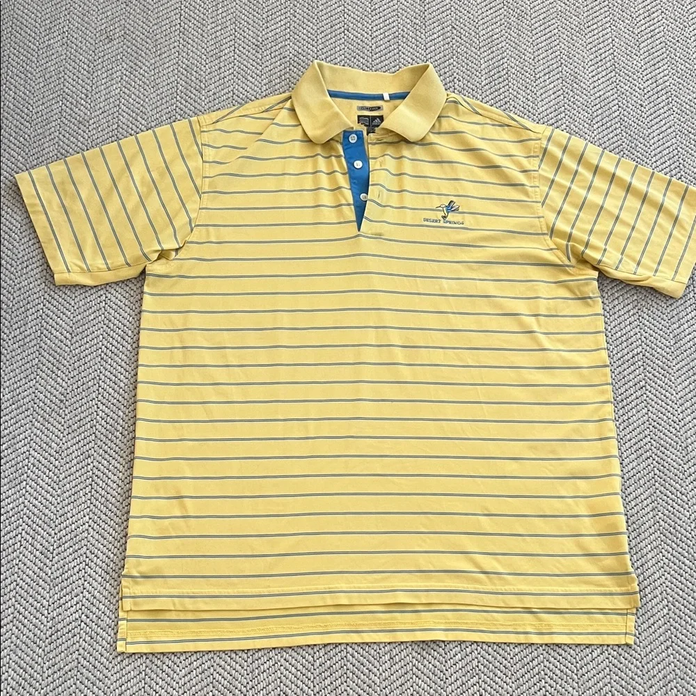 adidas Yellow Polo with Blue Stripe Details